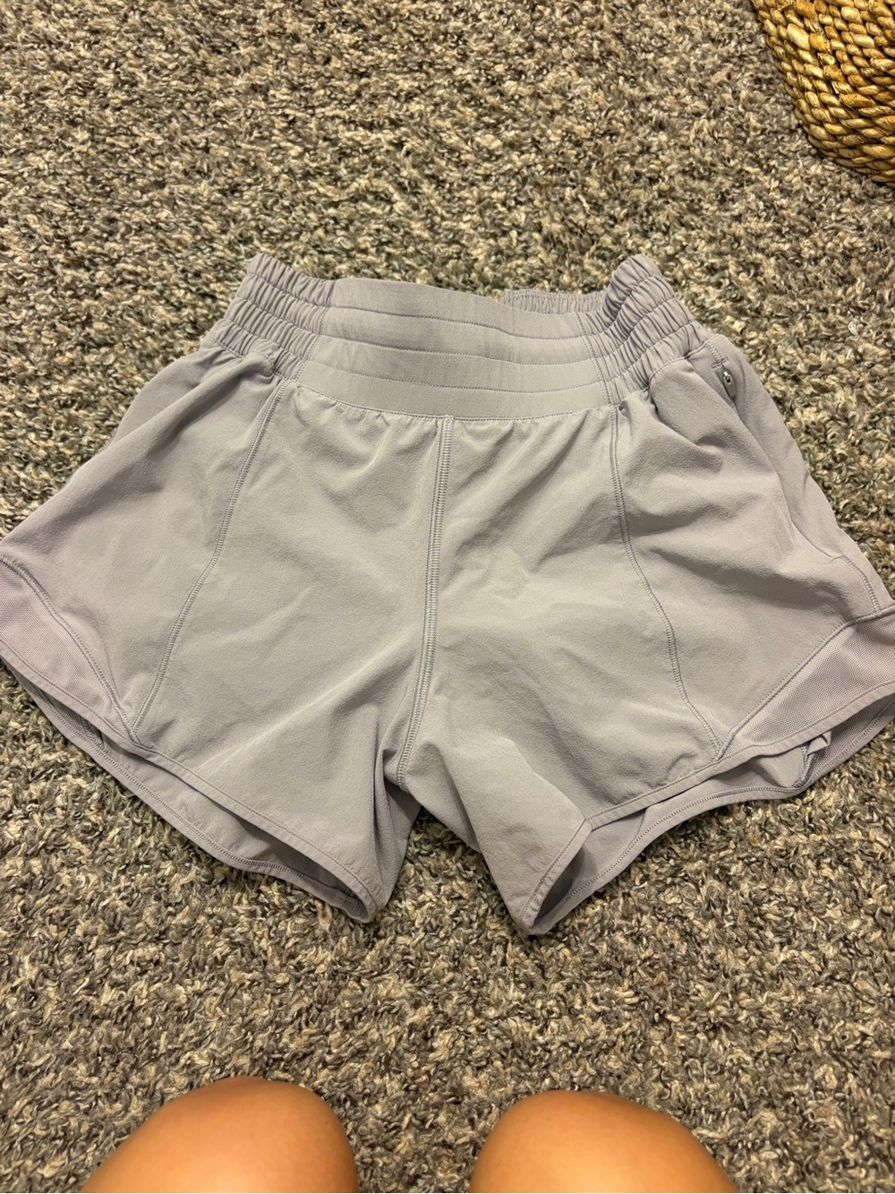 lululemon athletica Light Gray High-Waist Athletic Shorts